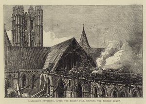 Canterbury Cathedral after the Recent Fire, showing the Portion burnt by Henry William Brewer